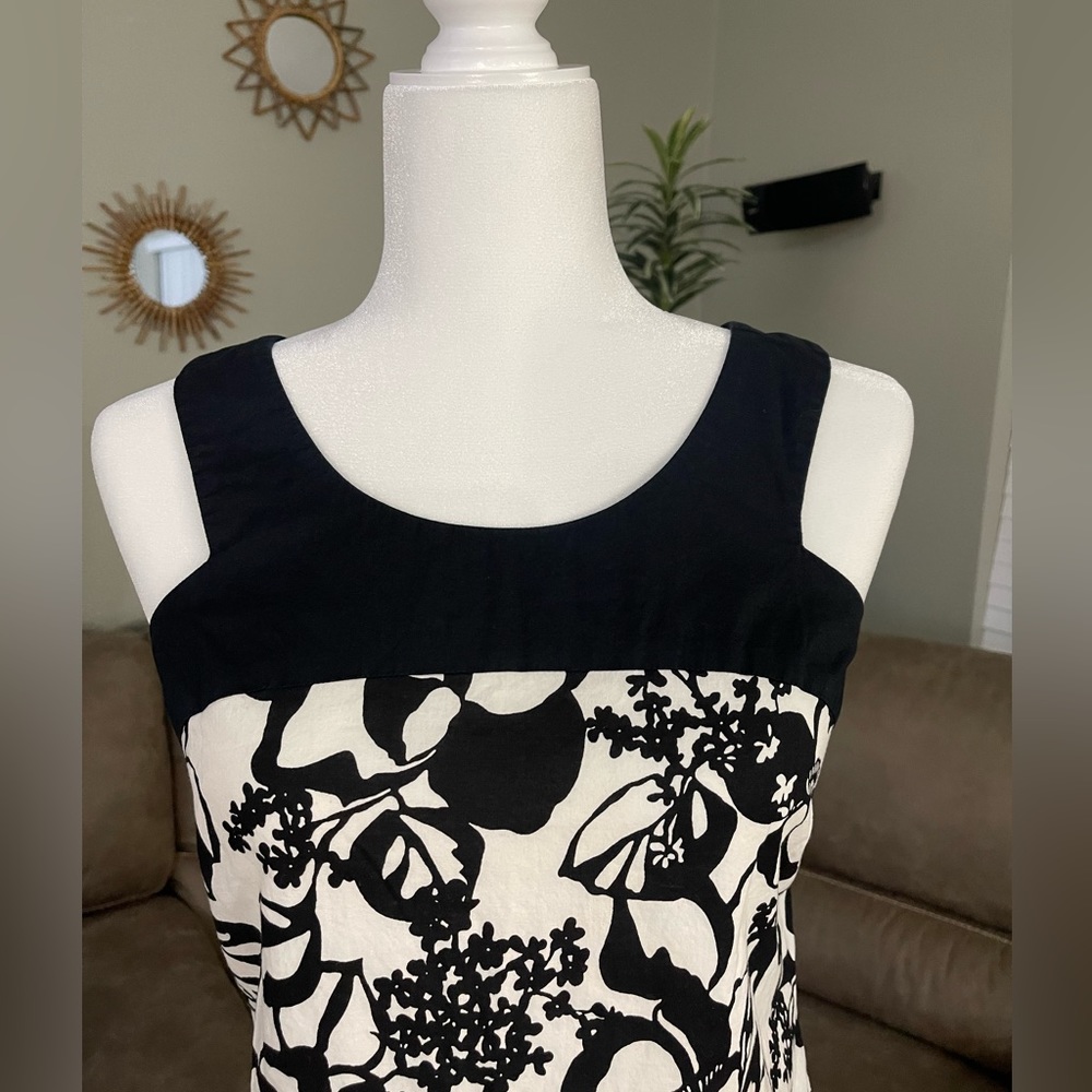 Ann Taylor LOFT Sleeveless Black White Floral Career Chic Dress Work Sz 2 Fall - Picture 3 of 9